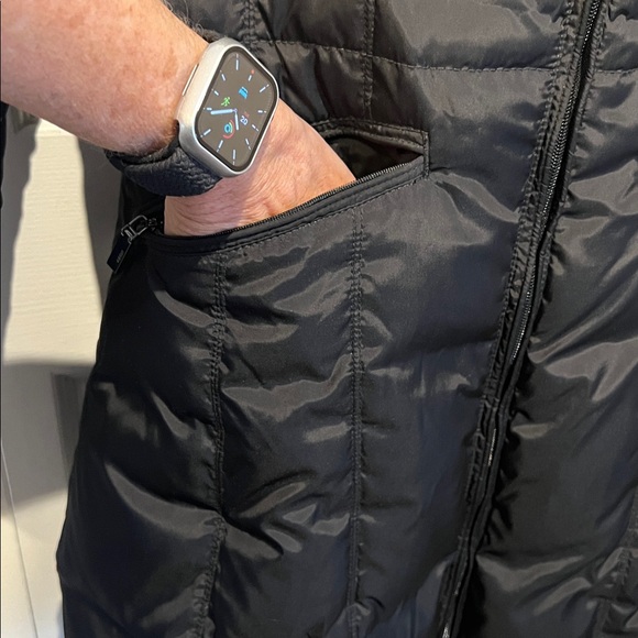 Geox Black Down-filled Hooded Parka Coat Size 12 - Picture 7 of 14